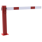 Compact hand barrier | with fixed support post | clear width: 1500 mm | with tringular look | hot-dip galvanized and coated red / white